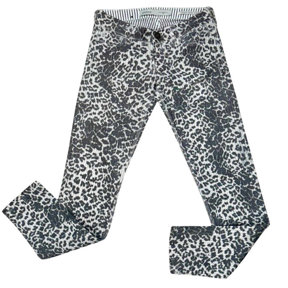 Guess Gray Animal Print “Skinny Ultra Low” Denim Jeans (size 25) - Picture 5 of 10